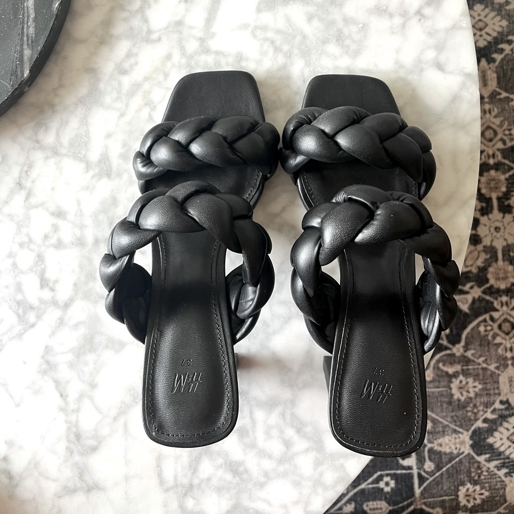 H&M Black braided sandals heels. Size 37